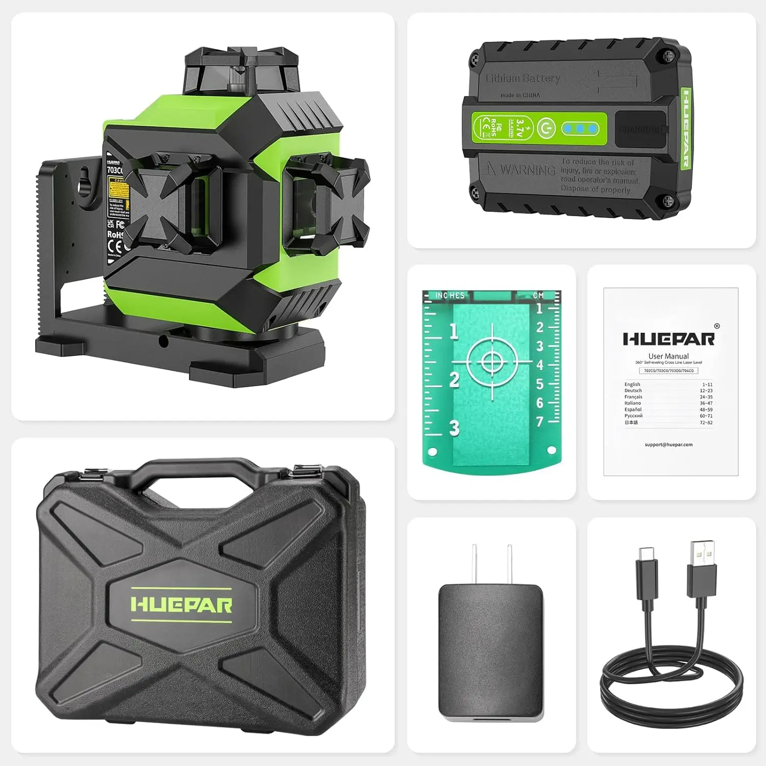 Huepar 703CG - 3D Cross Line Laser Level - Image 4