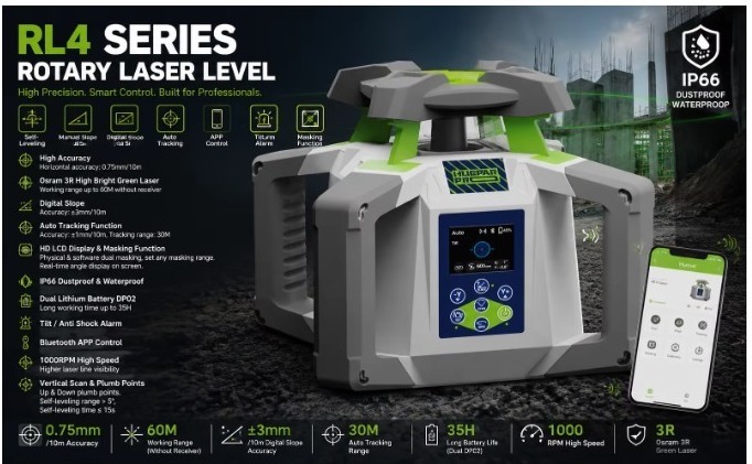 Huepar Pro RL450HVG3-2S Rotary Laser